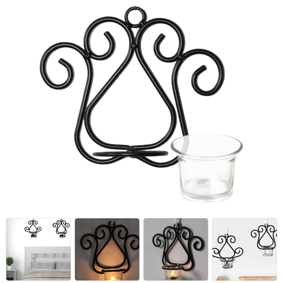 Cabilock European Style Candle Holder Wall-Mounted Metal Sconce for Living Room Bedroom and Dining Decor Geometric Design for Unique Ambiance and Easy Installation