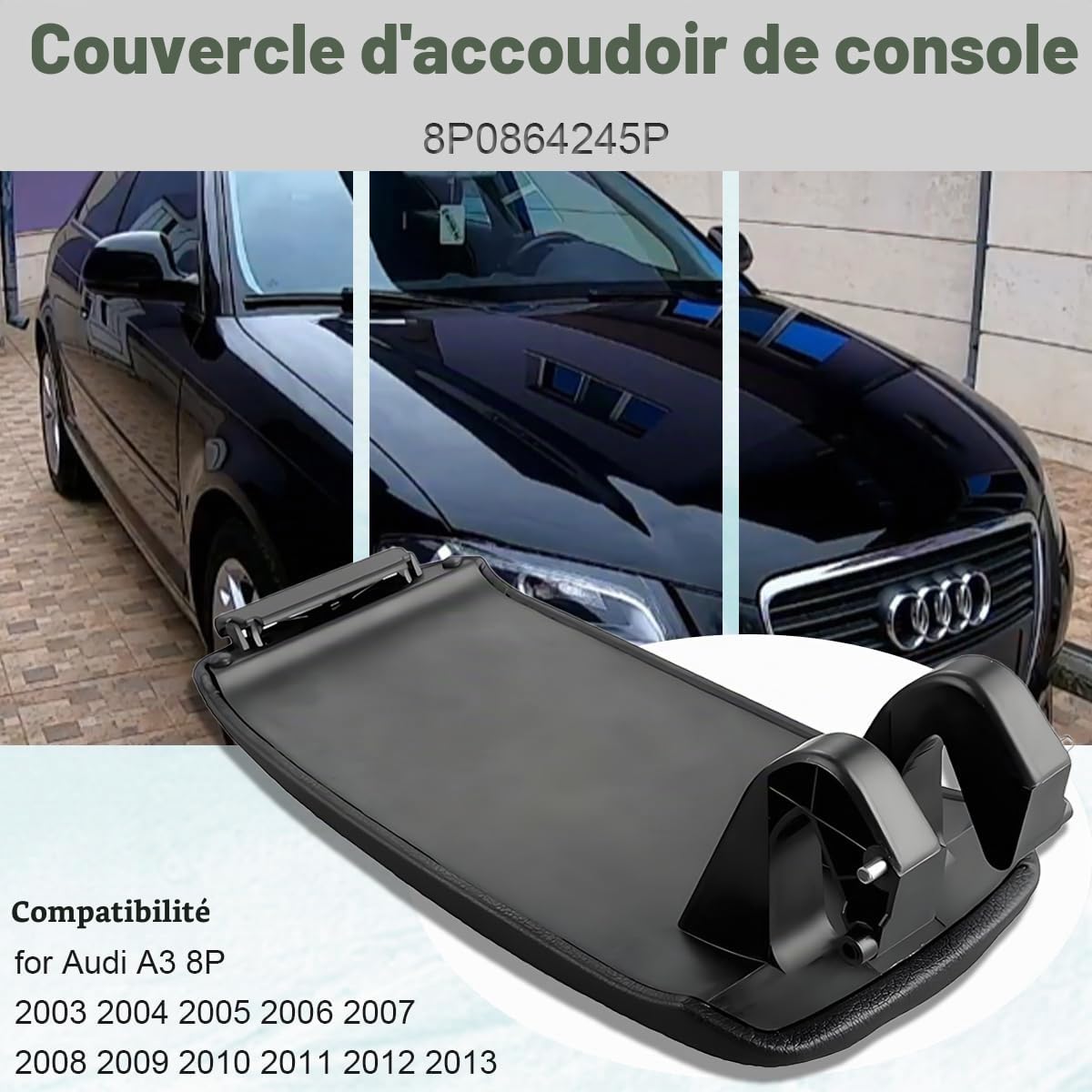 ZAMDOE A UDI Couvercle Accoudoir de Voiture pour Audi A3 8P A4 2003-2013 8P0864245P A3 Accoudoirs Couvre Center Console Housse pour Accoudoir Central Cuir Accoudoir Remplacement