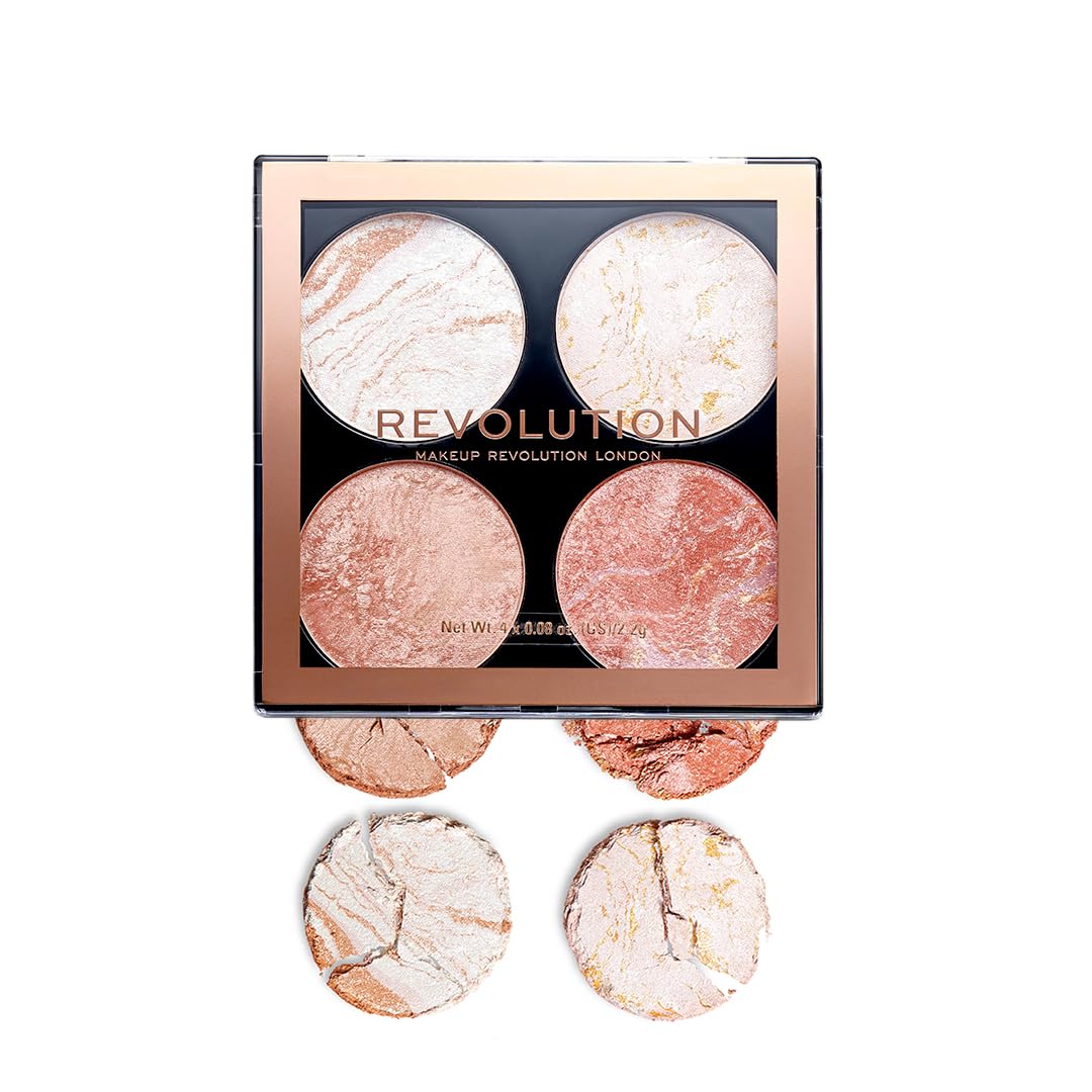 Makeup Revolution, Cheek Kit Take a Breather Highlighter for Face Makeup, Multicolor Highlighter Palette for Makeup, Highly Pigmented, Easy-To-Blend, Vegan & Cruelty-Free Makeup Palette - 8g