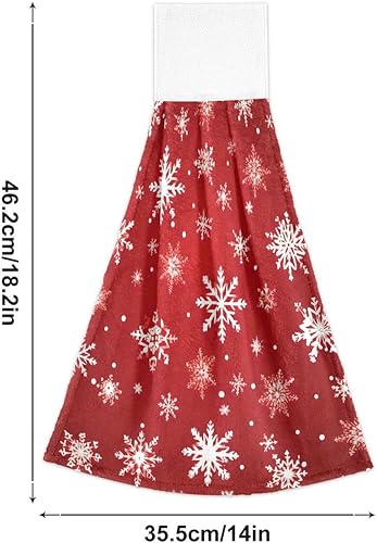 Miniatura 3 de ALAZA Toalla de mano de cocina con copos de nieve roja con copos de nieve, 2 toallas colgantes para decoración del hogar, toallas de tela suave y