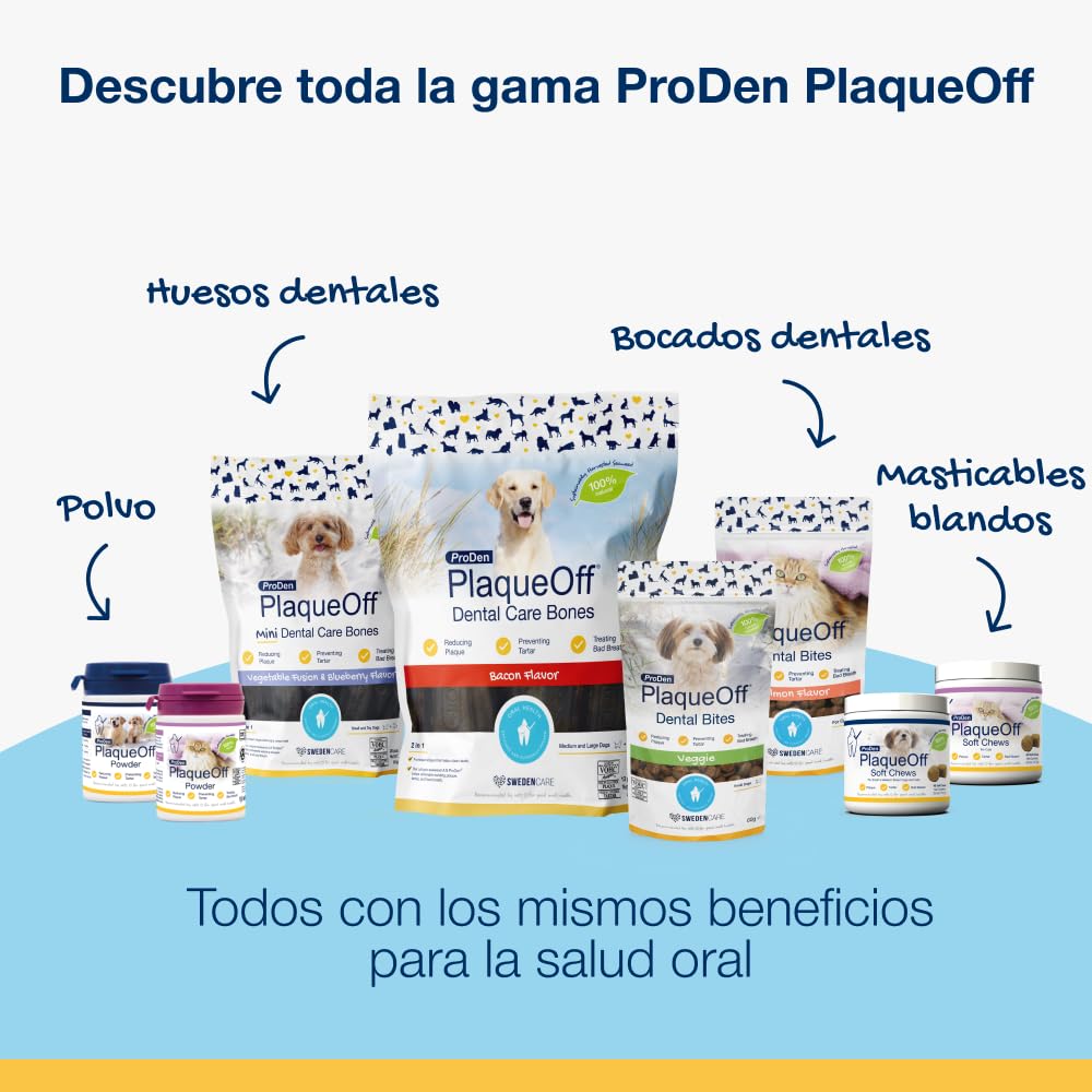 ProDen PlaqueOff Perros y Gatos en Polvo 60g, Limpieza Dental con 100% Alga Natural, Limpiador de Sarro Dental y de Placa, Elimina Eficazmente el Mal Aliento en Mascotas, Hasta 6 meses de duración