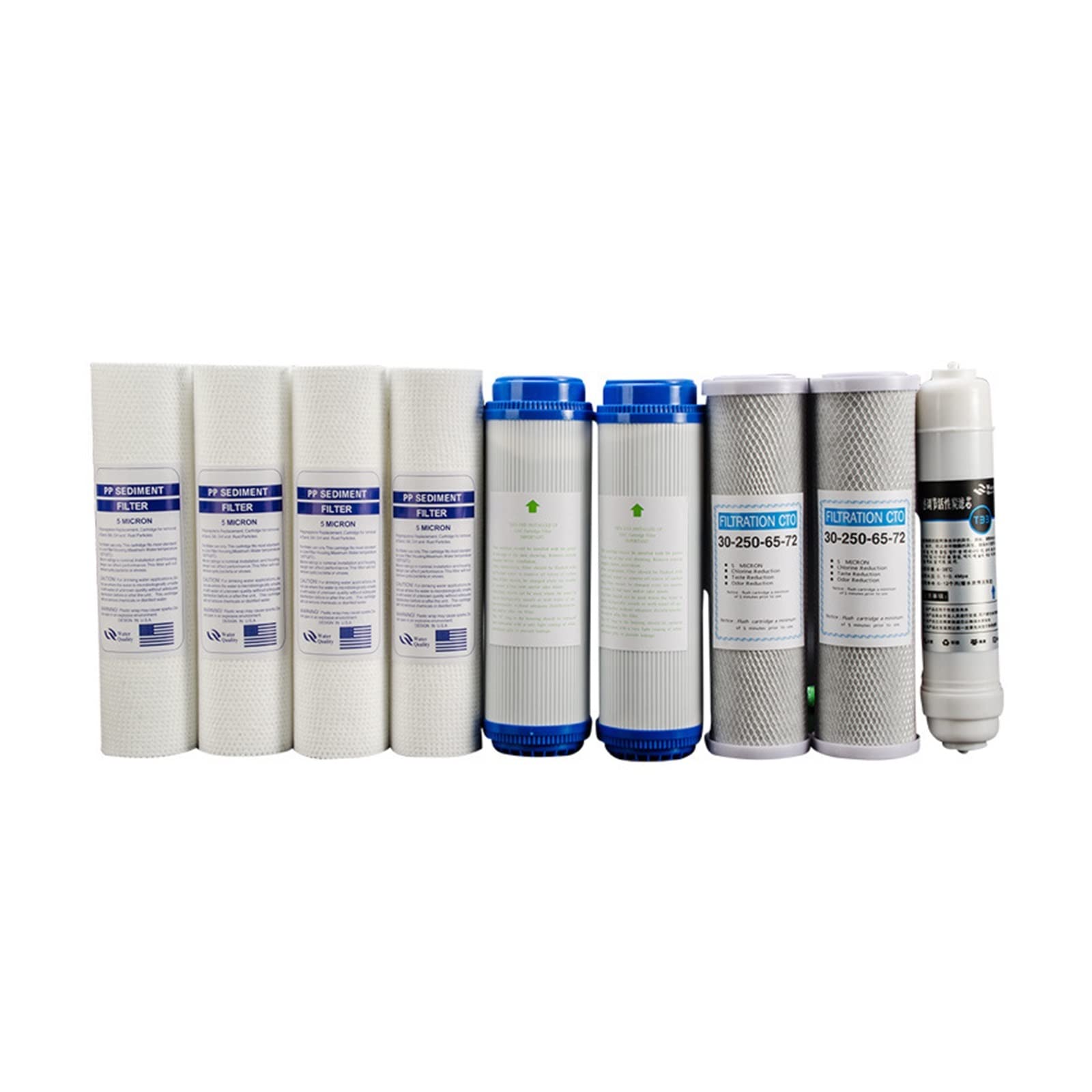 MKHJKIOII Reverse Osmosis System Kit 1 Set CTO,PP,UDF,T33,Water Filter Cartridge,10Inch Reverse Osmosis System Replacement Water Filter System(Roze)