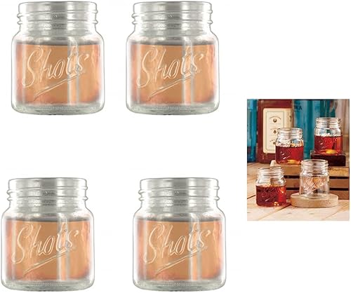 Miniatura 3 de 4 piezas Mini Mason Shot Glass Moonshine Redneck 3 Oz Whisky Cocktail Jarra Bar Fiesta