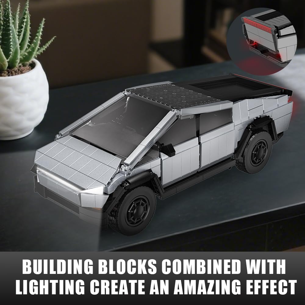 Light-Up Car Building Set,1:14 City Cyber Off-Road Truck Building Toy with Lights,STEM Building Block for Adults Kids,Boys and Girls,Ideas Creative Gift for Car Lovers,1547 pcs Collectible Model Kit