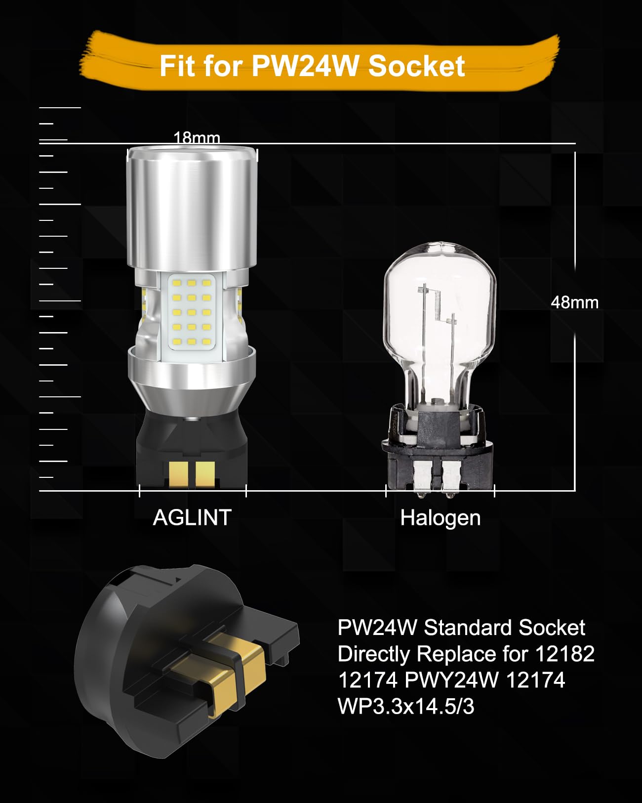 PWY24W PW24W LED Lampadine CANBUS Senza Errori Anti Hyper Flash 12V PW16W 12182 NAHTR 12174 12174NA per Auto DRL Marcia Diurna Luce Indicatori di Direzione 6500K Bianco 2PCS