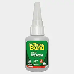 Super Cola Instantânea ThreeBond 20g | Bico Antientupimento | Cola Plástico, Metal, Borracha, Madeira, Vidro