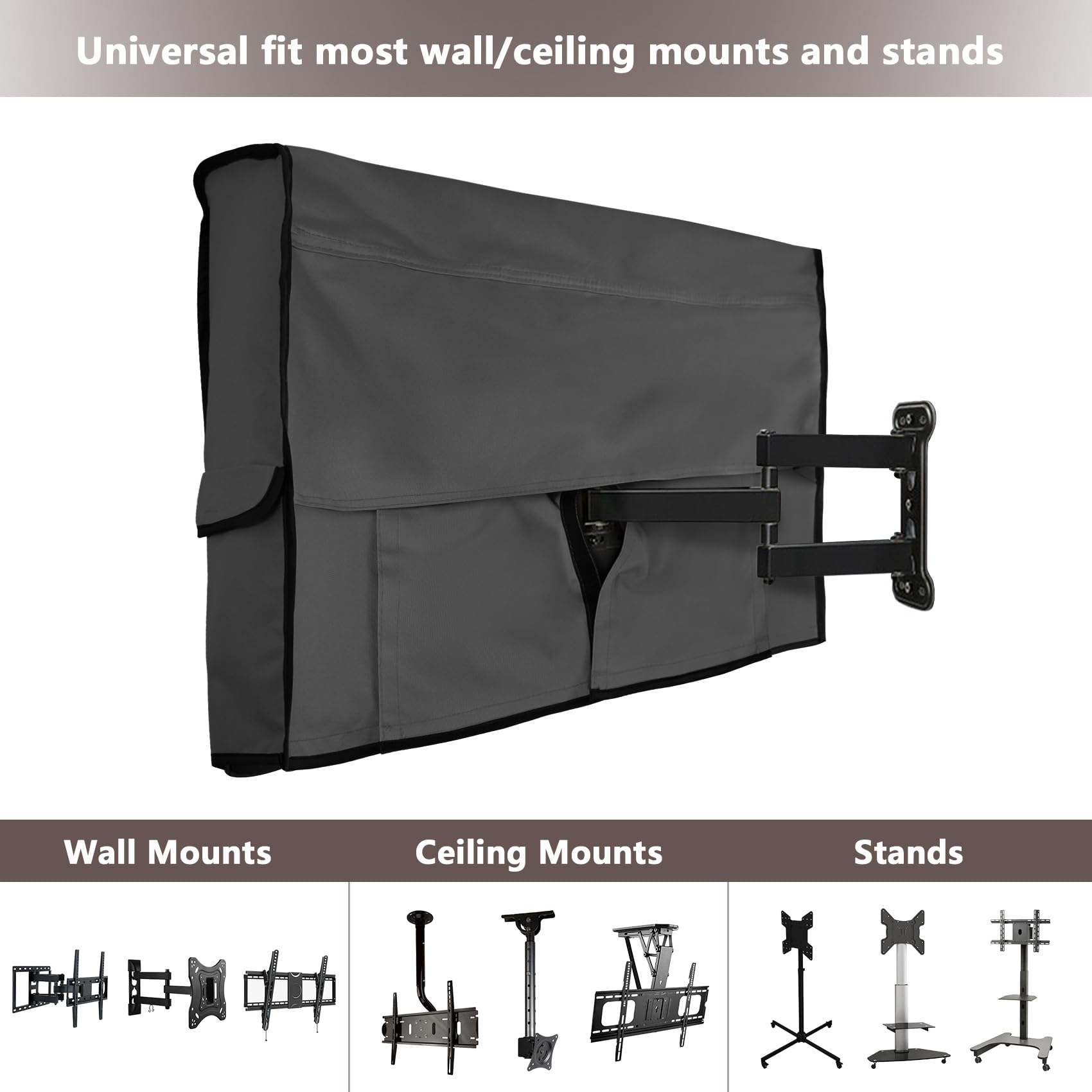 ULTCOVER Wasserdichte Outdoor-TV-Abdeckung für 38-41 Zoll Flachbildfernseher mit Halterungen und Ständer, Schwarz