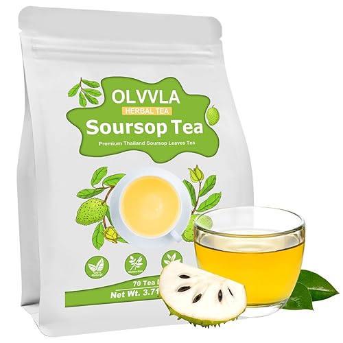 Olvvla - Bolsas de té de guanábana prémium - 0.05 onzas x 70 unidades - Té de hojas de guanábana natural puro - Sin cafeína - Sin OMG - Procedente