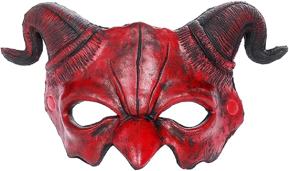 Halloween Demon Foam Mask Red Half Face Ram Horn Devil Masquerade Accessories for Cosplay Costume