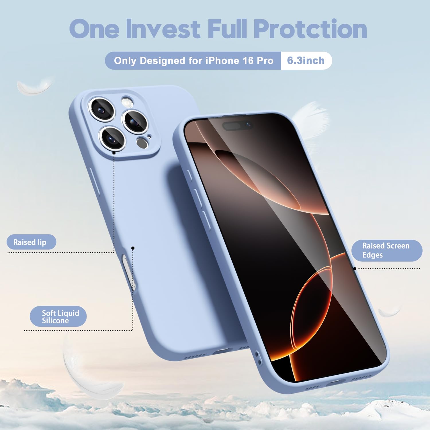 oakxco for iPhone 16 Pro Max Case Liquid Silicone, Soft Rubber Gel Elegant Aesthetic Basic Simple Cover, Cute Thin Slim TPU Matte Solid Color Plain Smooth Case for Women Girl, Light Pink — view 1362