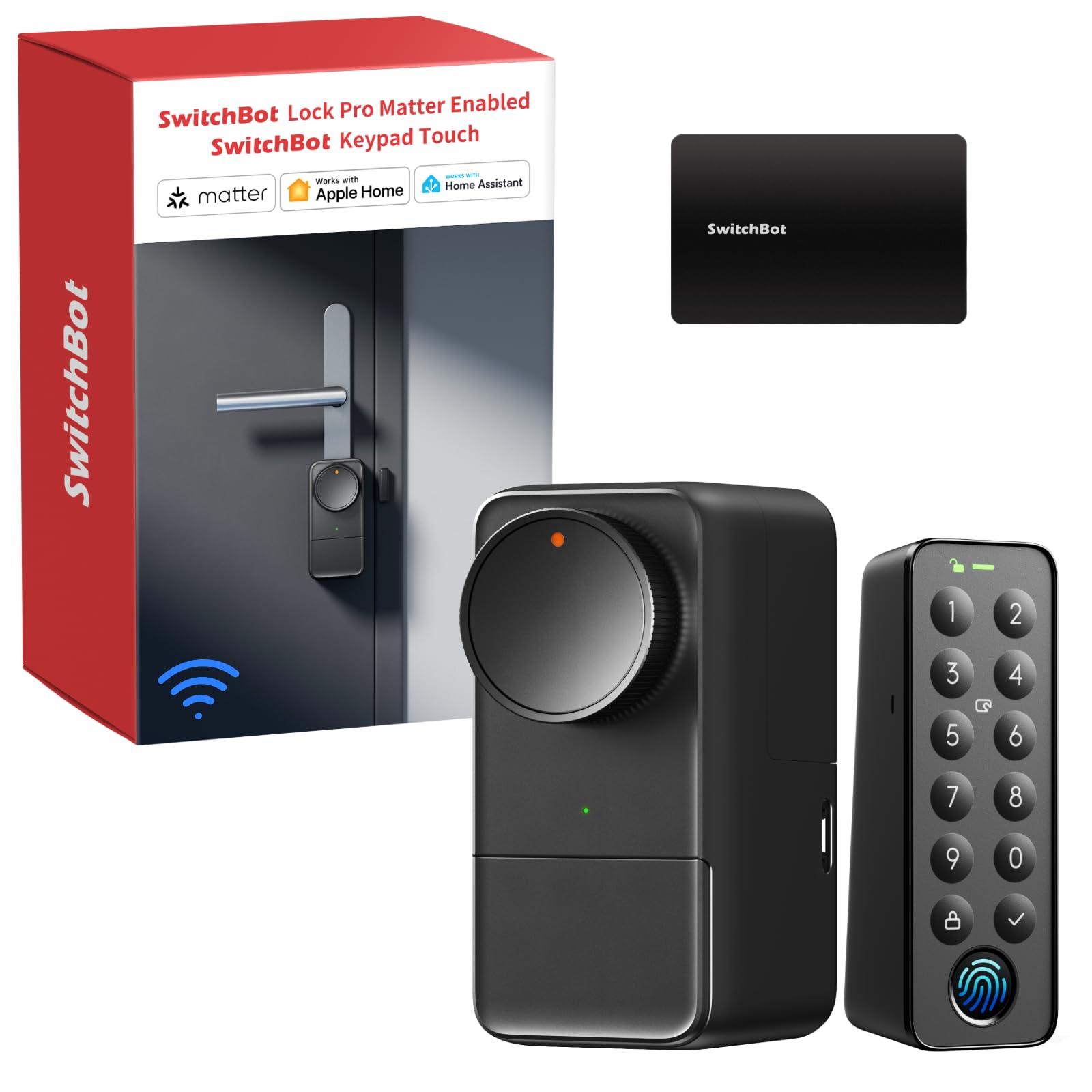 SwitchBot Serratura Intelligente WiFi Pro con Tastiera Touch, Matter Over WiFi, Serratura Elettronica con Batteria Ricaricabile, Sblocco via Impronta Digitale, Codice, Apple Home, Alexa, Google