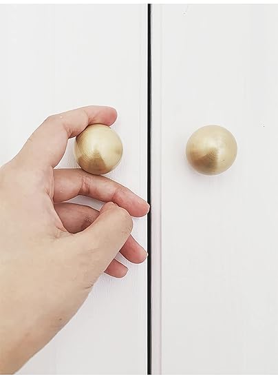 MANTARA B-0001-19 Spring Handle Gold Cabinet Pull Round Brass Solid Drawer Miniature Door Knob Box Single Hole Button (Pack of 2)