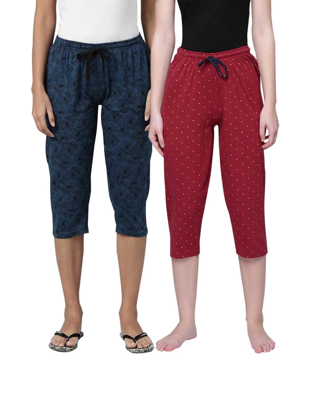 Womens printed cotton relaxed fit capri-image-1