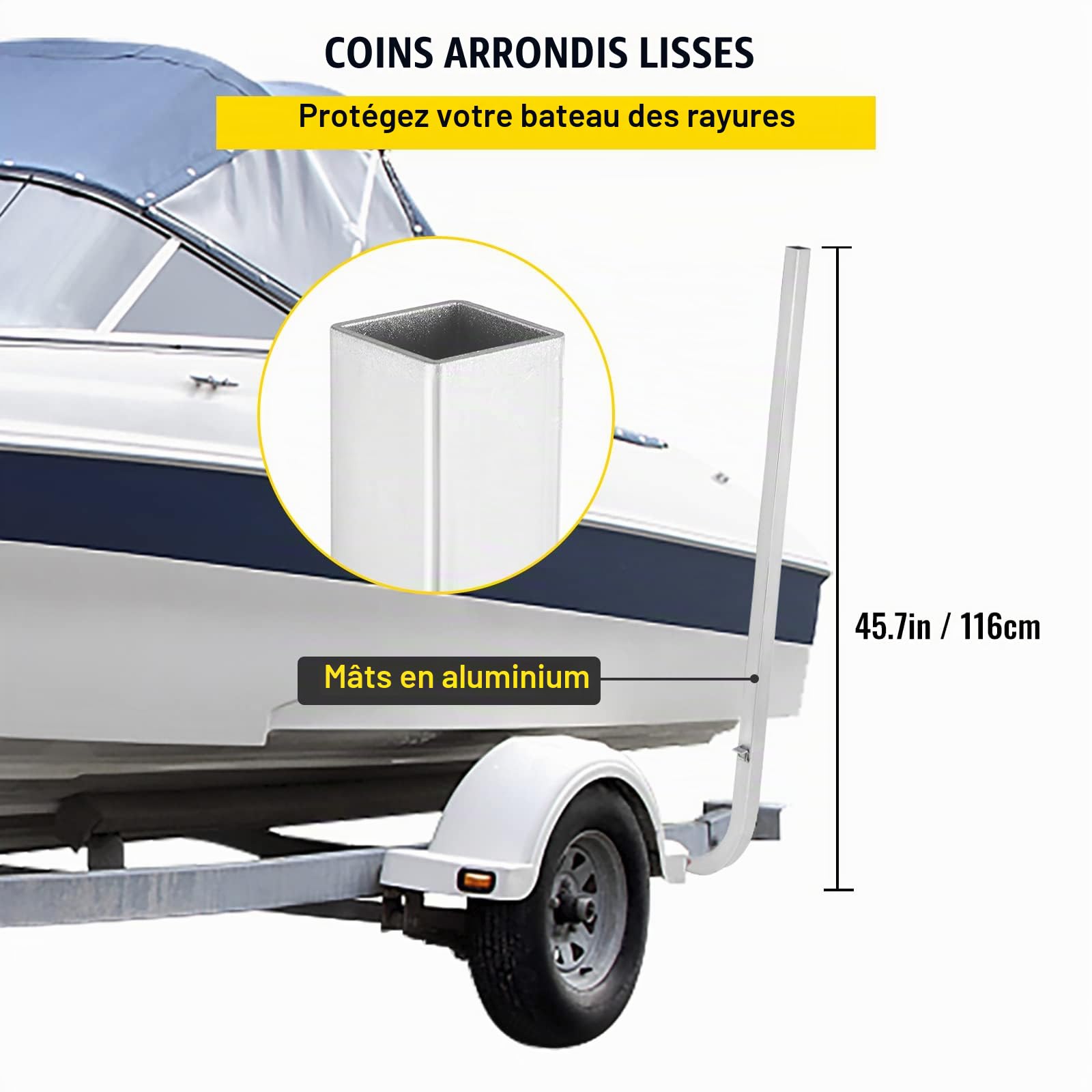 VEVOR Guides de Remorques de Bateaux 62x116 cm, Une Paire de Guide de Mise à l’Eau en Aluminium, Résistants à la Rouille avec Largeur Réglable, pour Jet-Ski Bateau de Pêche Voilier Dériveur Marin