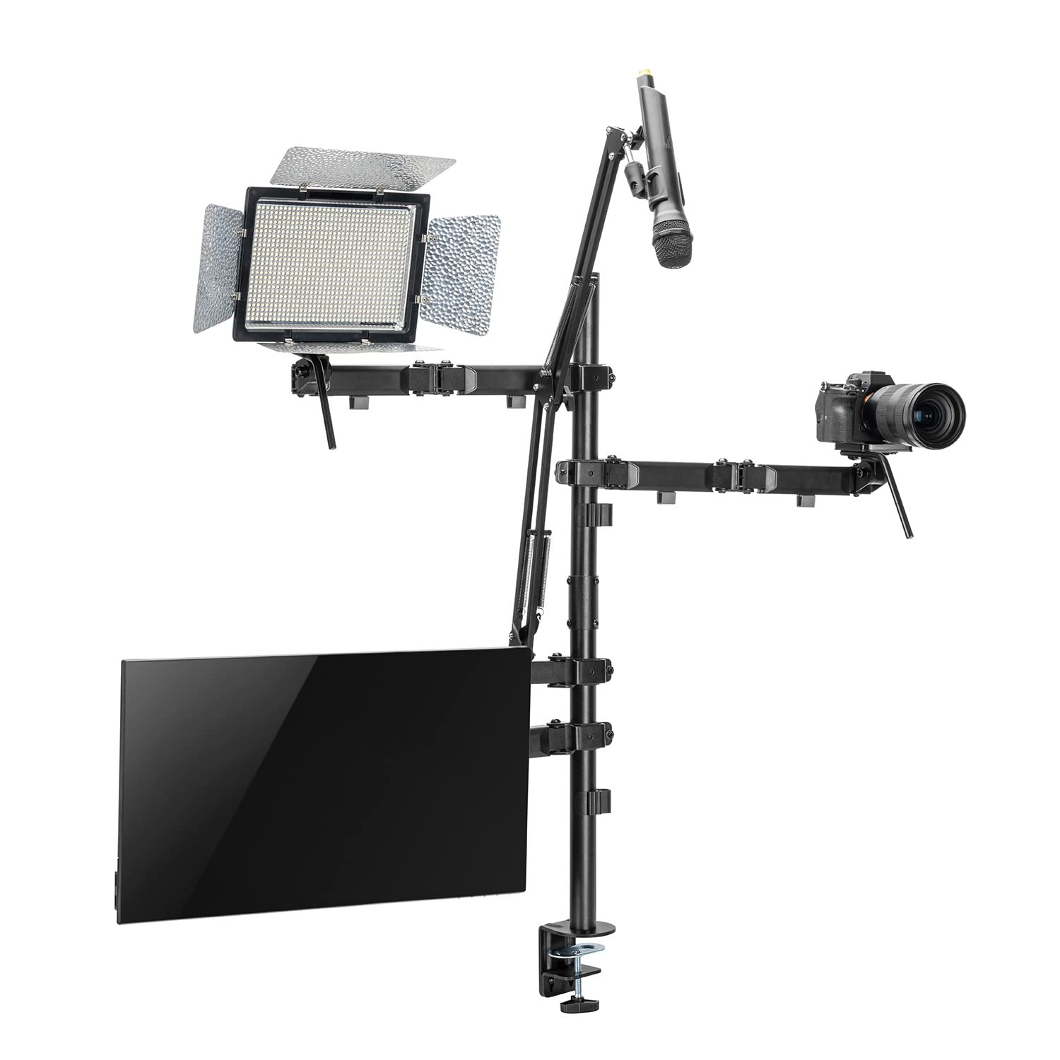 RS164 All-in-One Supporto Treppiede Professionale Supporto da tavolo per monitor 17-32", microfono, fotocamera e proiettore Supporto per treppiede da studio VESA 75x75 100x100