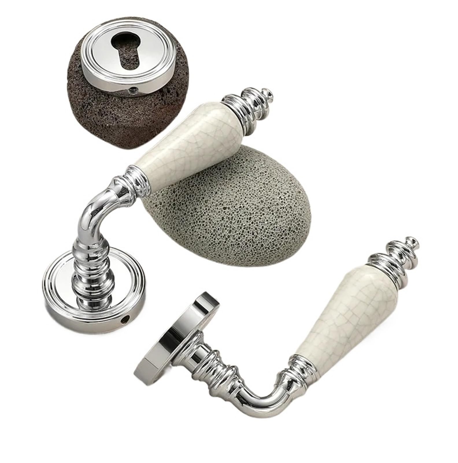 Bright Chrome Interior Magnetic/Silent Room Wooden Handle Lock 1Pcs(Magnetic Lock)