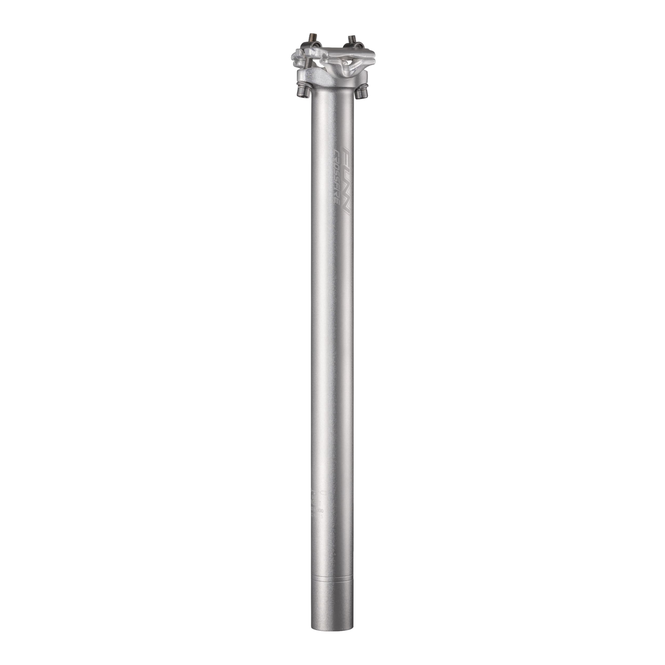 Funn Crossfire Bike Seat Post, Length 400mm, Diameter 30.9mm, Aluminum Alloy AL6061, 3D Forged, One Piece Head and Shaft (Blast Silver)