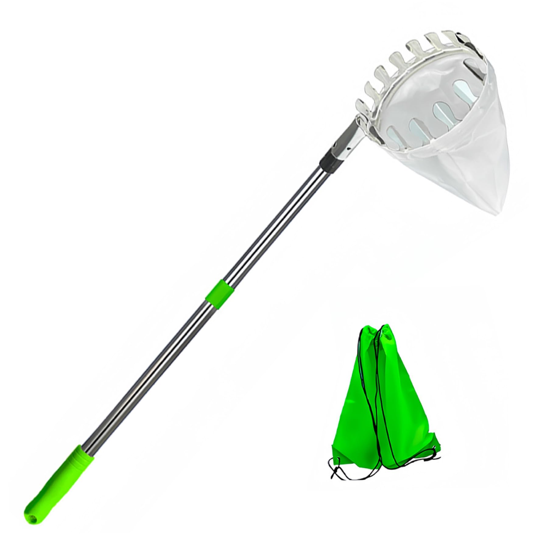 Fruit Picker Pole, 78.7 Inch Stainless Steel Adjustable Fruit Picker Pole with Basket, Portable for Apples, Mango, Lemon, Orange with Basket Telescoping