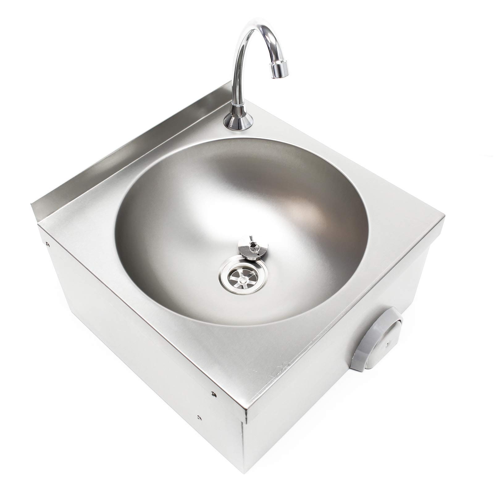 XPOtool Lavello professionale acciaio inox vaschetta rotonda comando a ginocchio montaggio a parete