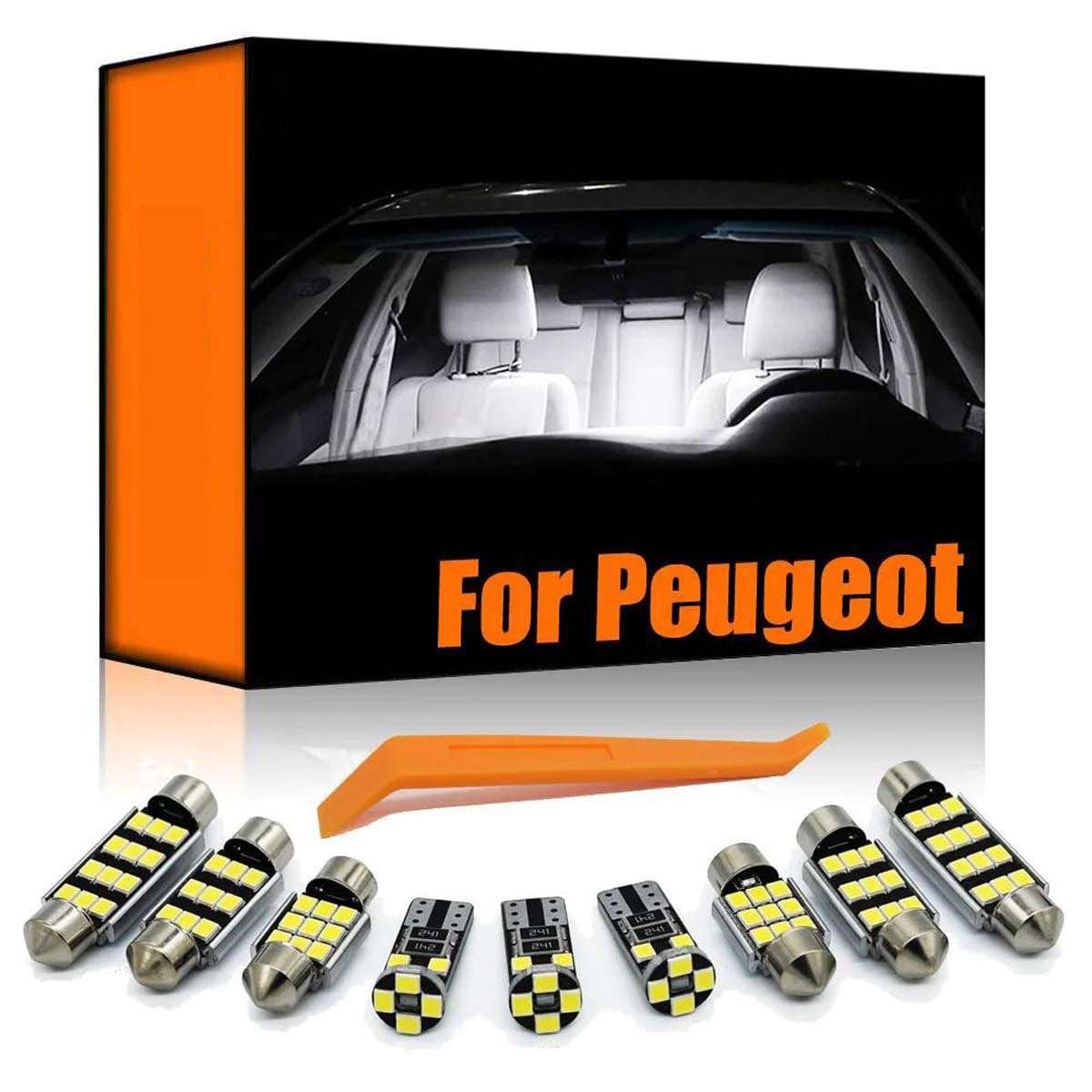 Kit de Luces LED Interiores para Coche, para Peugeot 108 206 207 208 301 307 308 406 407 508 607 807 2008 3008 4007 4008 5008