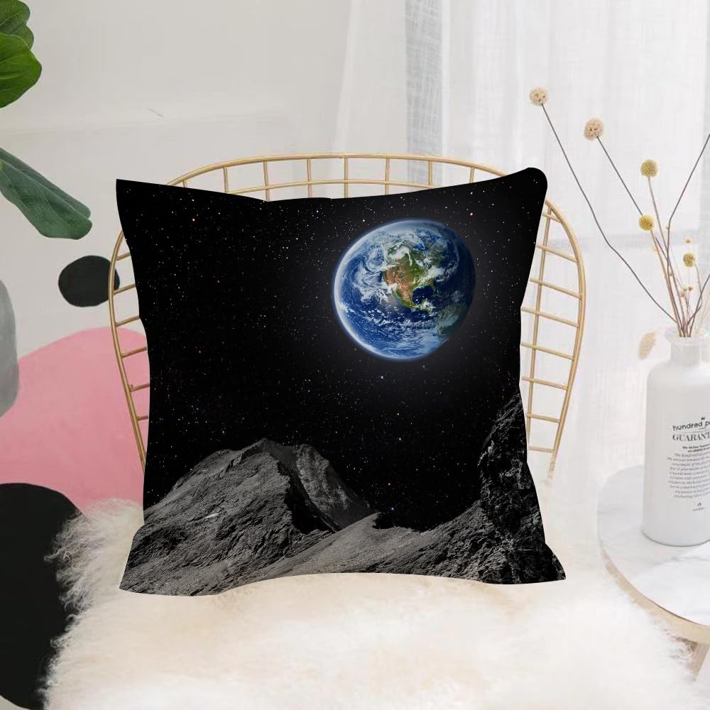 HYOSXW Cushion Cover,Throw Pillow Case Home Decorative for Living Room Bedroom Sofa Chair 16X16 Inch,Earth and rocky terrain instellar background,Pillowcase 40X40cm