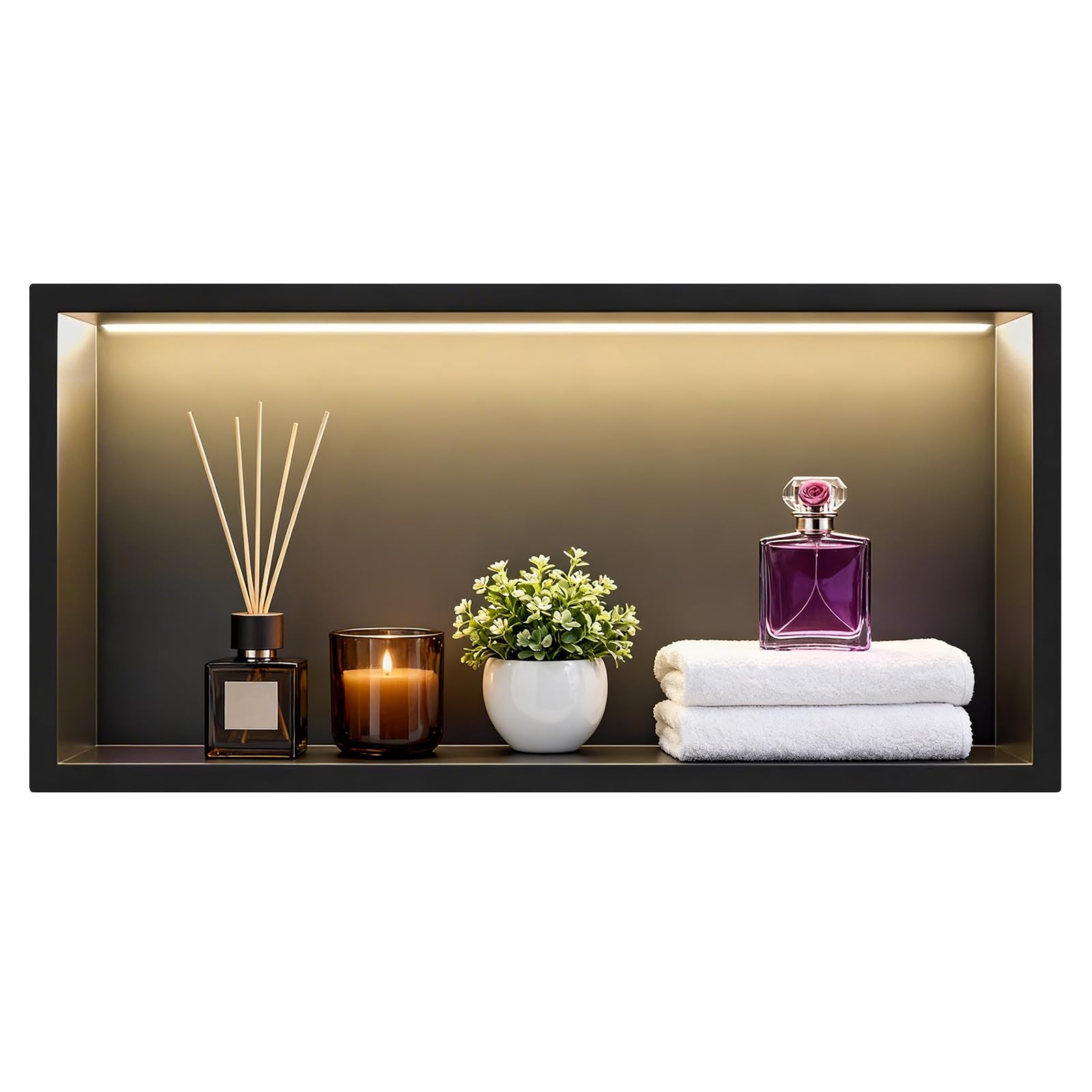 Photo 1 of TrendyTrades Shower Niche, 12" X 24" LED Niche for Shower Wall, Bathroom Niches with Waterproof LED Lights, Stainless Steel Recessed Wall Niches with Lighting, Horizontal Shower Niches, Matte Black