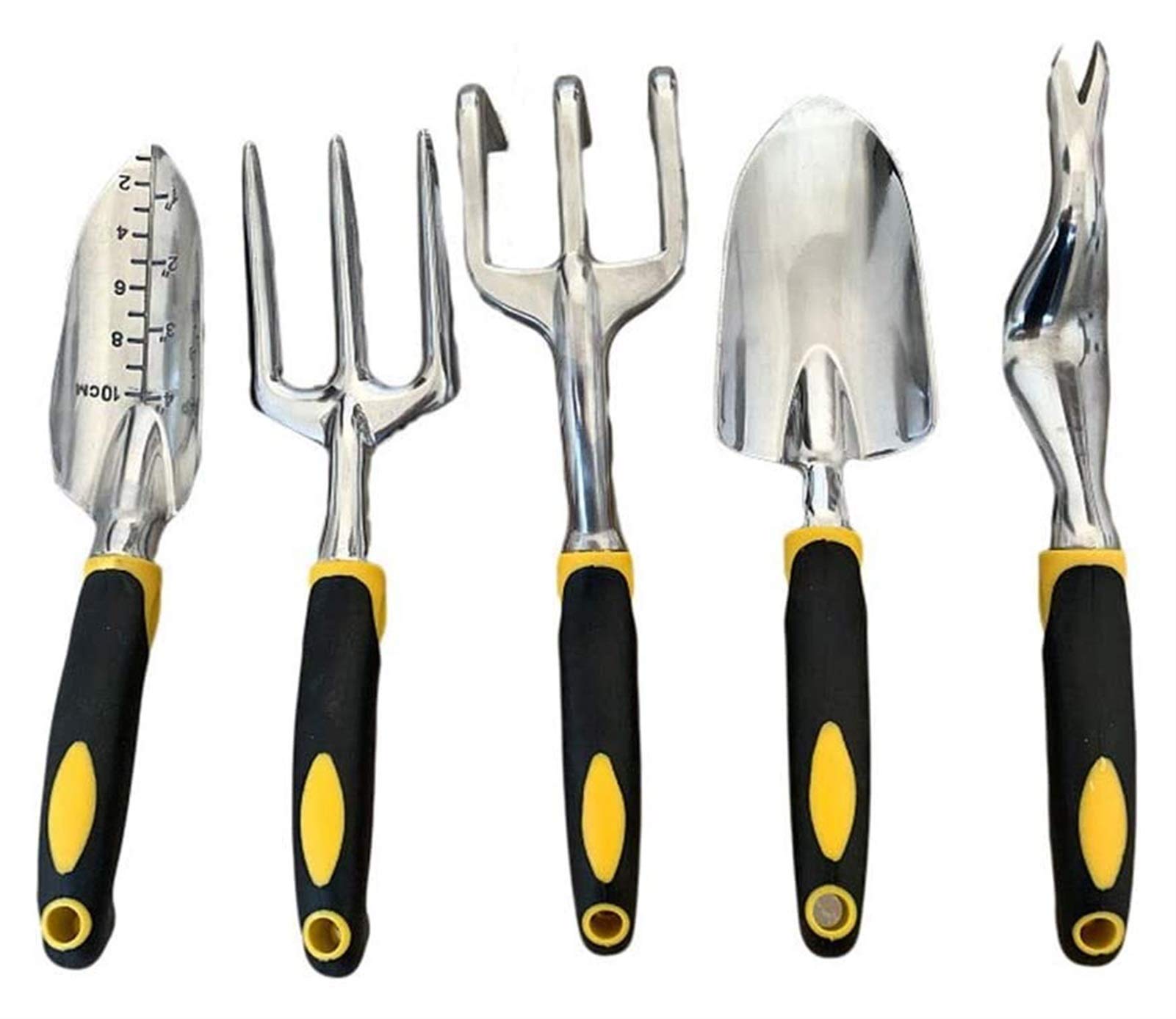 Gardening Tools 5-piece Aluminum Set With Shovel, Fork, Rice Transplanter, Rake, Weeder, Garden Lawn Farmland Transplant Bonsai Tool Gardening Gift