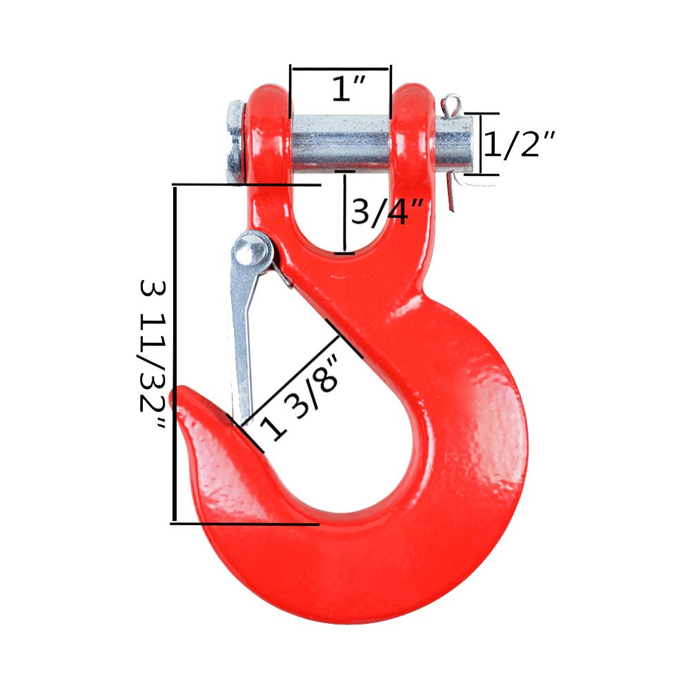 AMOPA 92ft x 1/2 inch Synthetic Winch Line Rope Black Cable and Heat Guard 22000 lbs with Red Hook for SUV ATV UTV Truck Boat KFI, A05-160-AMP-2-BE