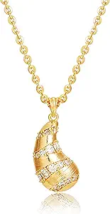 Fettero Dainty Gold Necklace for Women, 14K Gold Plated Pendant Necklace Cubic Zirconia Charm Necklaces for Women Jewelry Gift