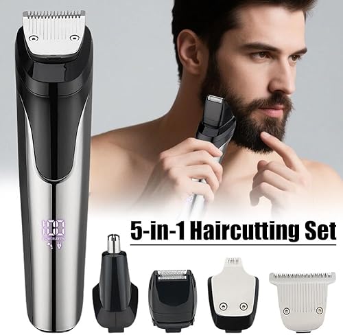 Miniatura 3 de Recortadora de barba 3 en 1 para hombres, afeitadora eléctrica con recortadora de vello de nariz, kit de aseo impermeable recargable, cortapelos
