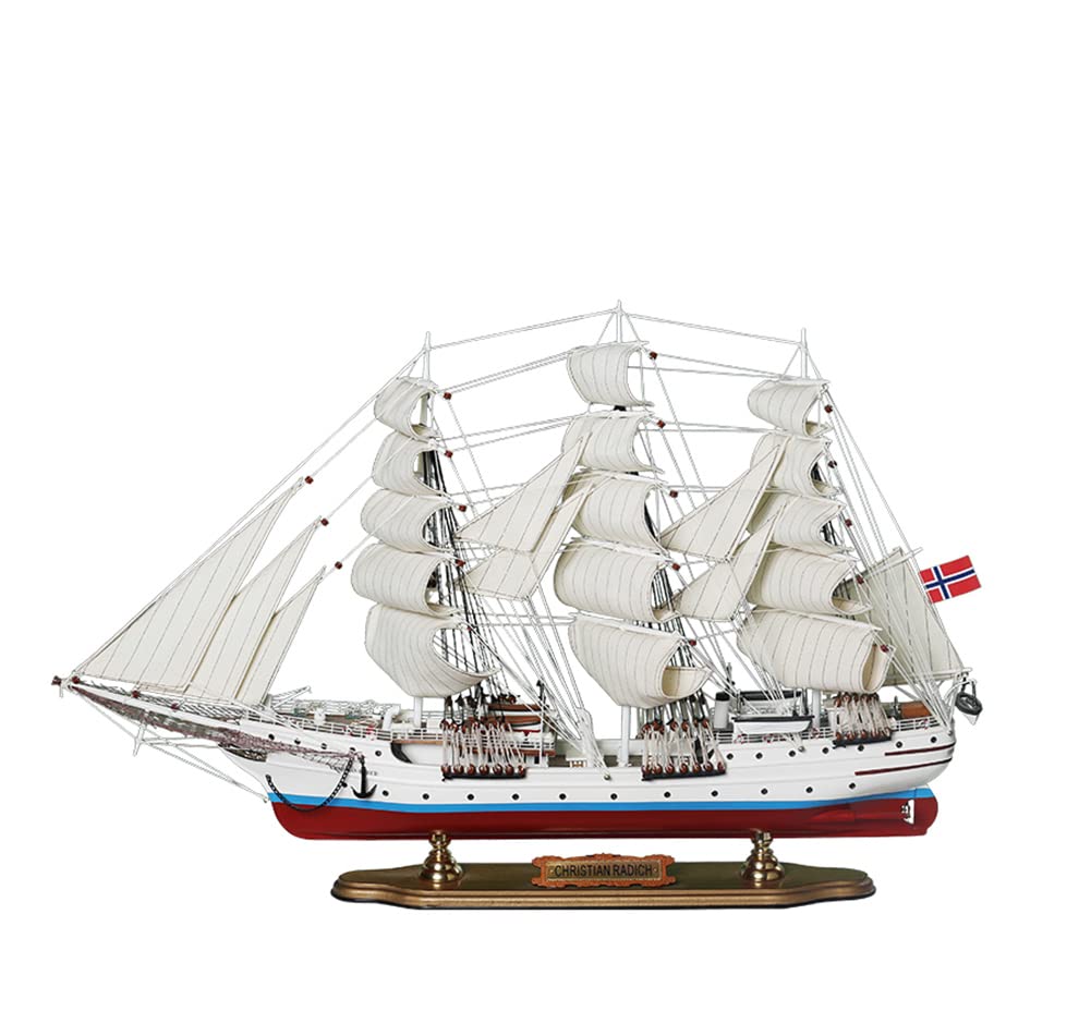 Aida Bz Christian. Laudiki sailboat model, wooden sailing crafts ornaments Mediterranean style decoration business nautical sailor gift 80x17x52cm