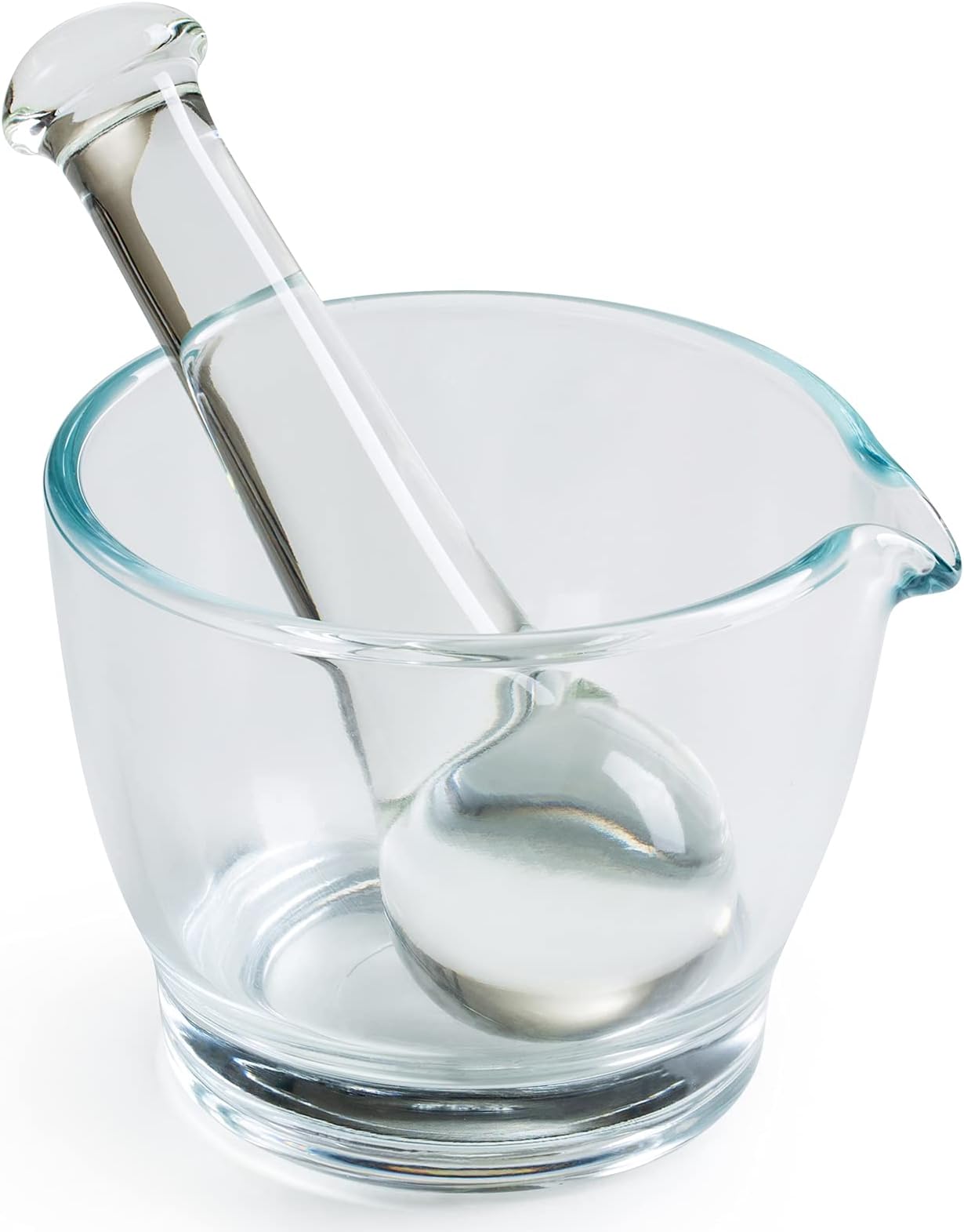 Ultrassist Glass Mortar and Pestle Bowl, Medicine Grinder and Mixer for Pharmacy or Science Lab (8 Oz)