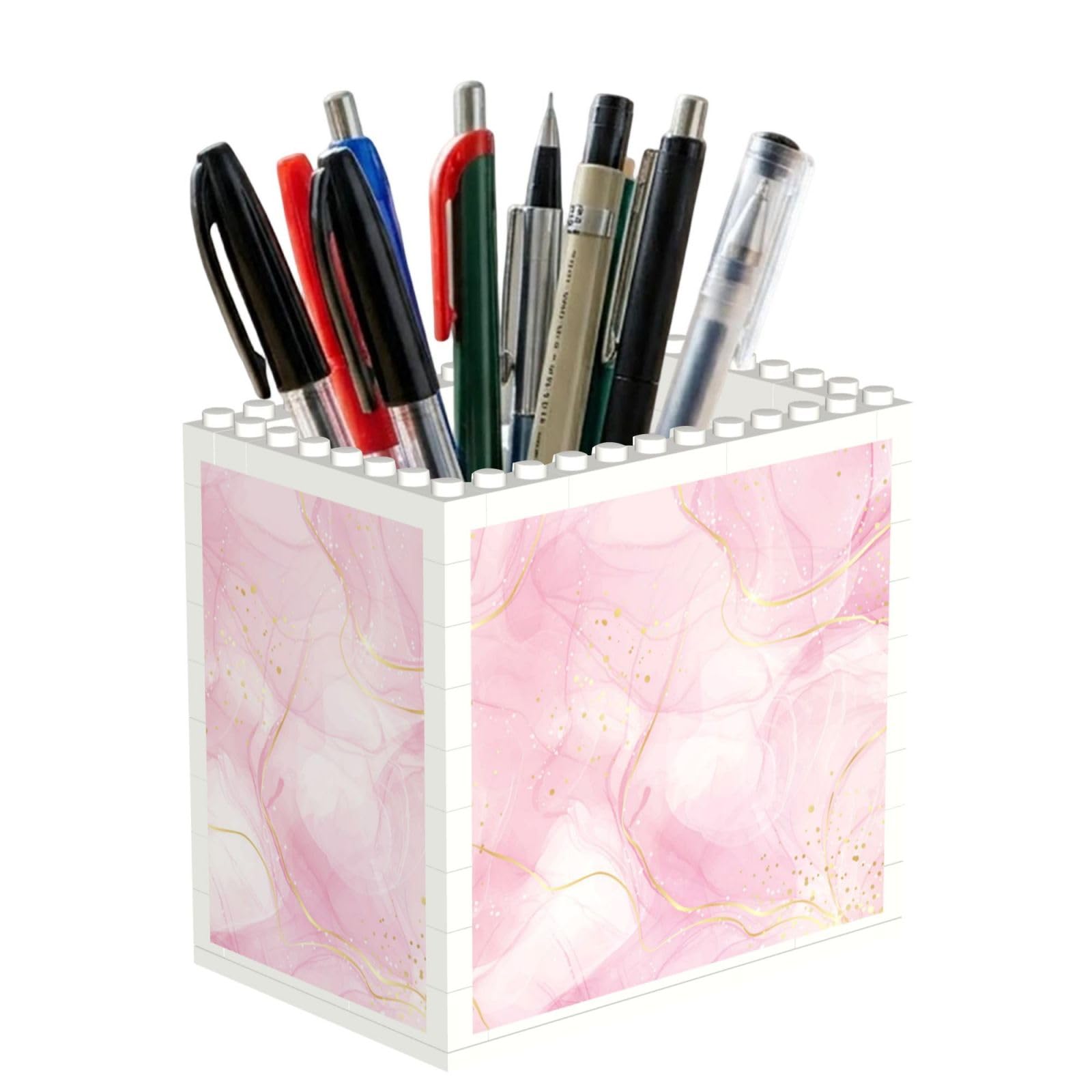 Poadnly Pastel Rpse Pink Marble, Pen Pot Pencil Holder for Office Home School, Compact Desk Organiser for Office Stationery