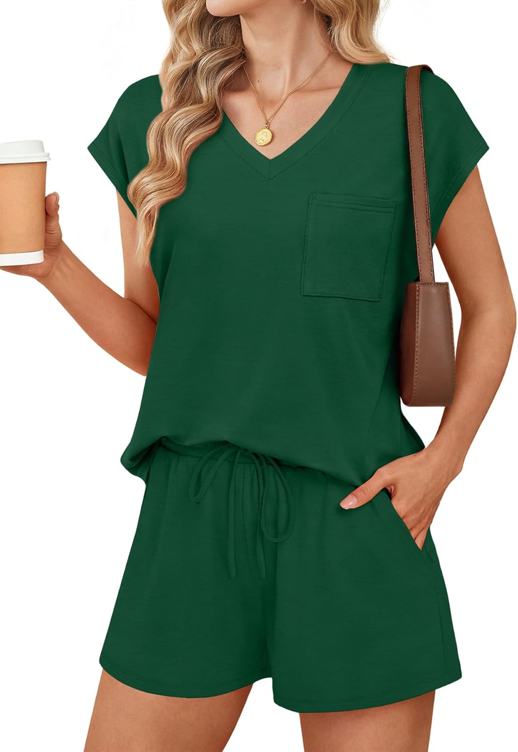 RUMIA Pajamas for Women 2 Piece Cap Sleeve Lounge Short Sets with Pockets (S-3XL) - Image 2