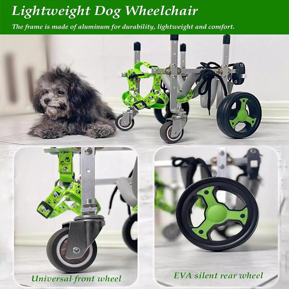 Silla de ruedas ajustable para perros grandes, carrito de movilidad de aluminio ligero con neumáticos de PVC, soporte trasero para patas para mascotas lesionadas, ideal para rehabilitación y ayuda a