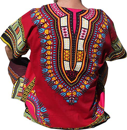 RaanPahMuang Bright Colour Cotton Africa Dashiki Shirt Plus Size Plain Front