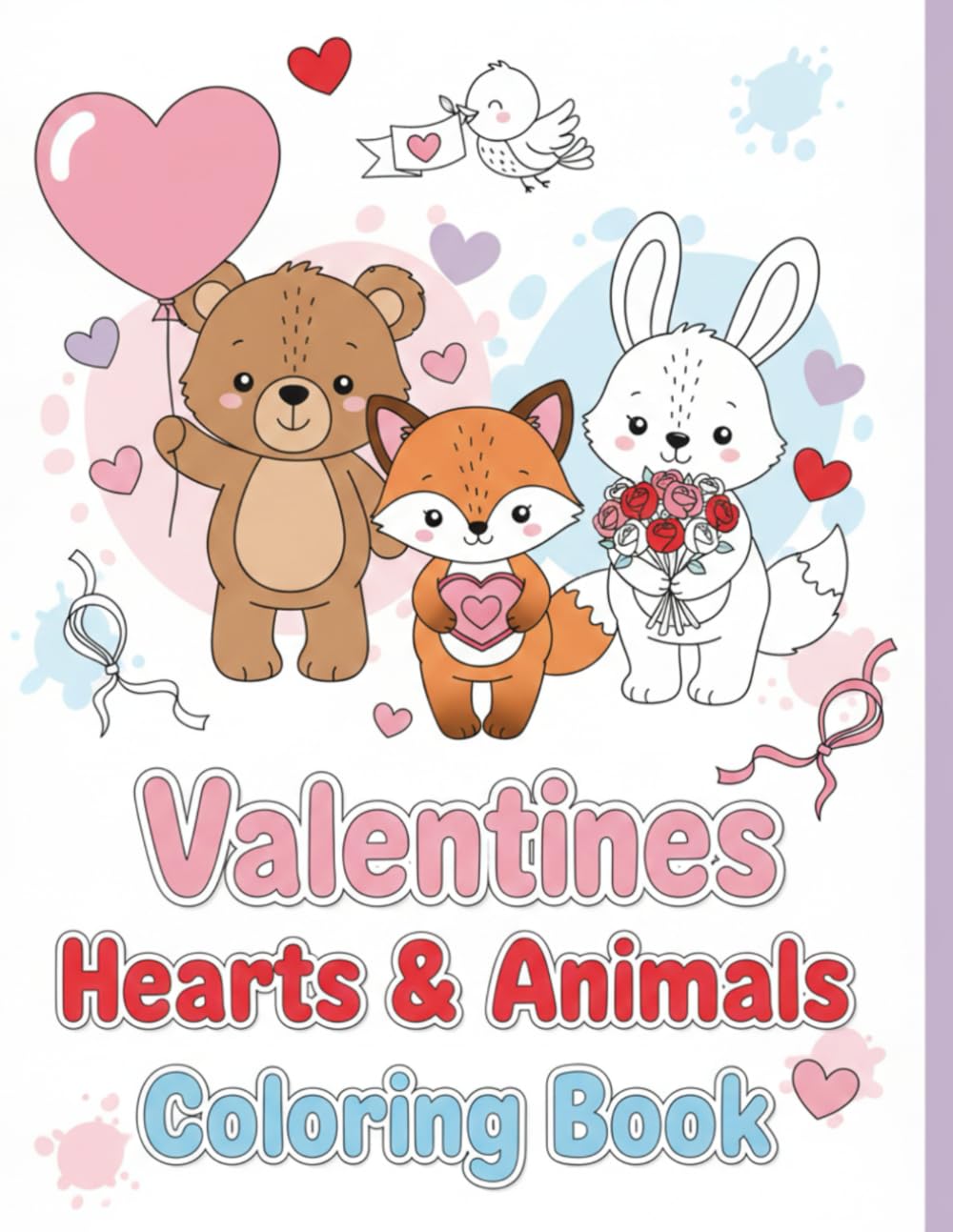 Valentines Hearts & Animals Coloring Book: Cute Valentine-Themed Animals & Heart Designs for Kids Ages 4–10