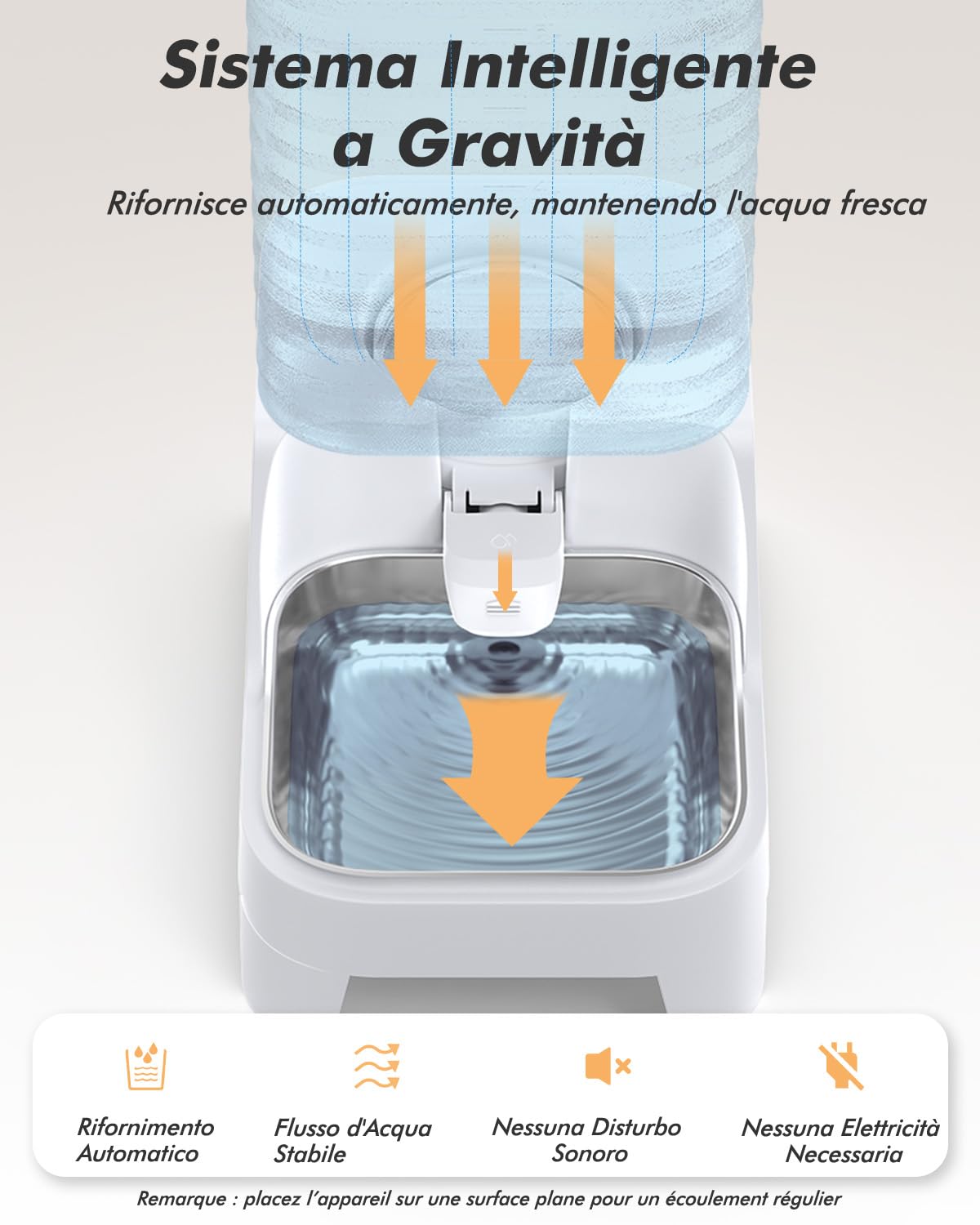 8L Automatico a Gravità Distributore di Acqua per Gatti e Cani, Senza elettricità, Con Filtro, Ciotola in Acciaio Inox 304 e Rubinetto Antigoccia Brevettato, Ideale Per Famiglie Con Più Animali