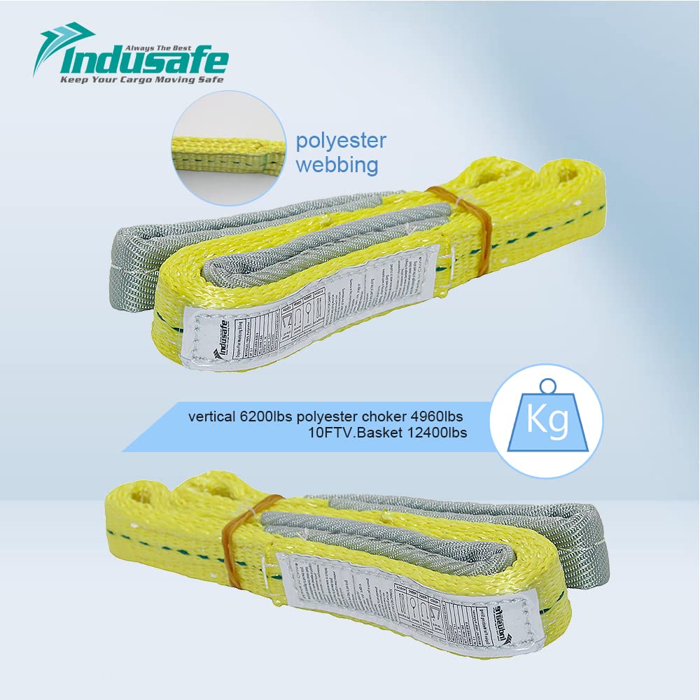 2" x 9' Poly Web Sling Cinghia di sollevamento per la costruzione 6000lbs verticale per Rigging Moving Traino Sollevamento Attrezzi da lavoro