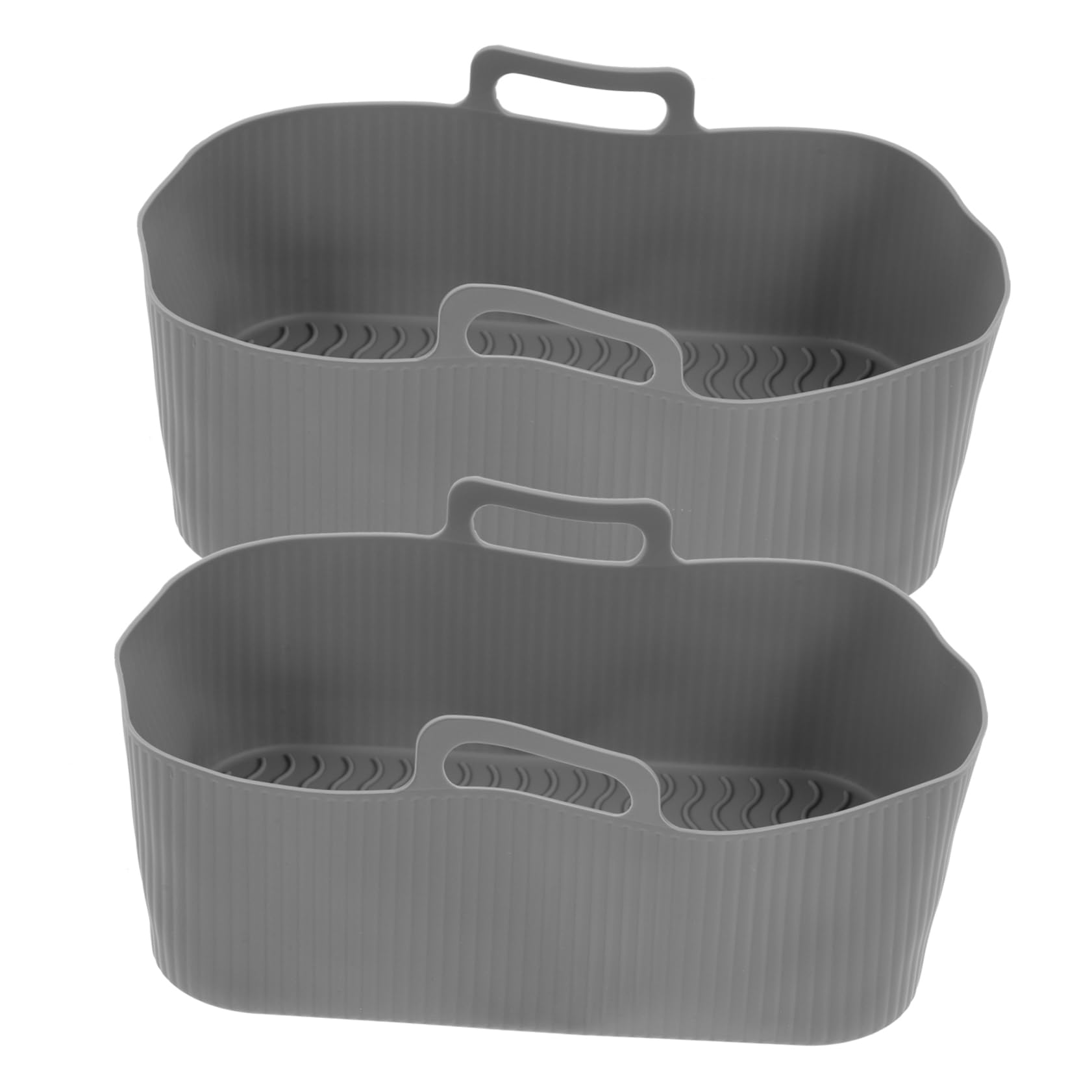 2pcs Silicone Air Fryer Pot Reusable Liner with Handle Heat-resistant Baking Tray for Air Fryer Non-stick Silicone Pad