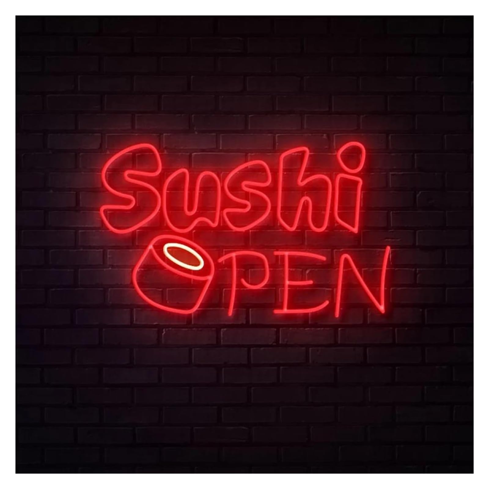 SHOUXI Sign Lamp Sushi Open Neon Sign Japanese Restaurant Home Kitchen Decor 50cmx39cm(I)