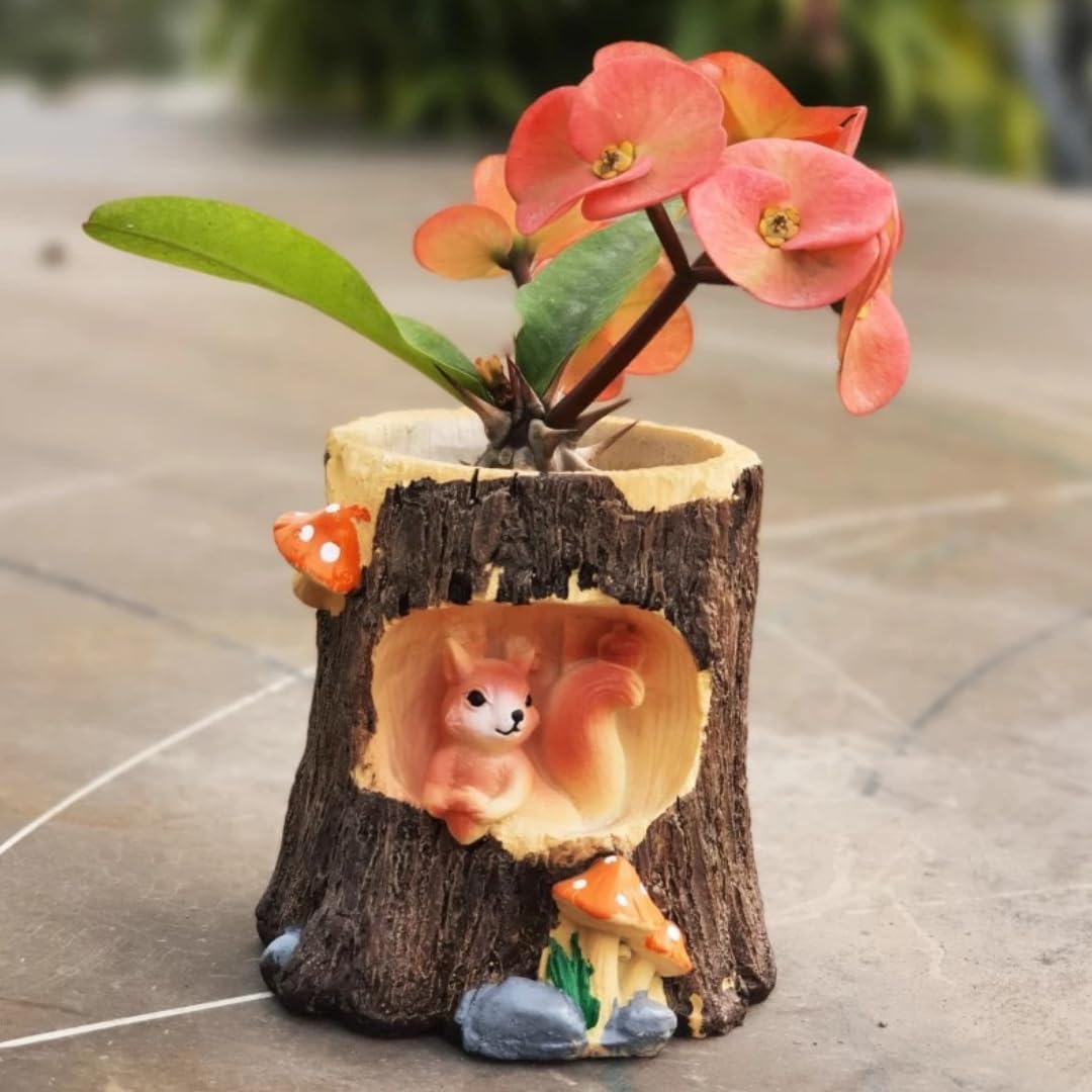 CRAFTIFY Small Size Cute Tree Shape Stylish polyresin Pot (Best for Indoor Decorative Piece, Artificial Plants, Succulent/Small Plants)(Without Plant)(Hanging Tree, Pack of 1)