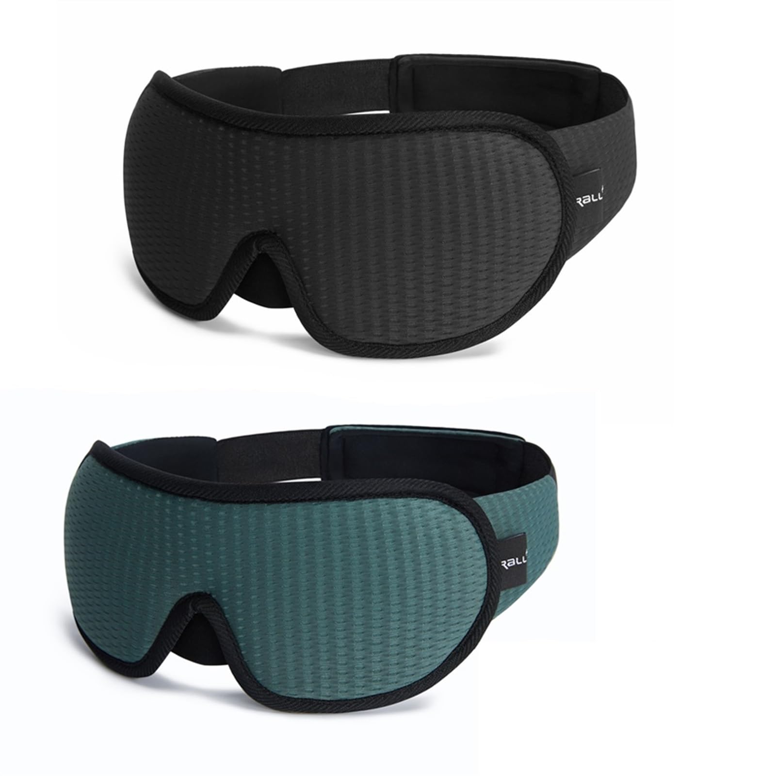 Schlafmaske 3D-Schlafmaske, die leichten Schlaf blockiert, Augenmaske, Memory-Schaum, Augenschutz, weich gepolstert, Reise-Schlafhilfe Ideal Für Zu Hause Und Auf Reisen(2PC-Black and Green)