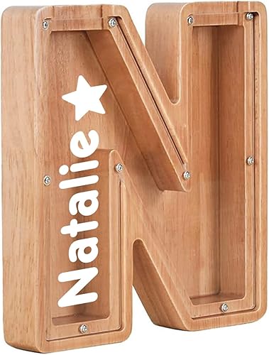 Banco de dinero personalizado de madera para guardar cartas para niños y niñas, Navidad, cumpleaños