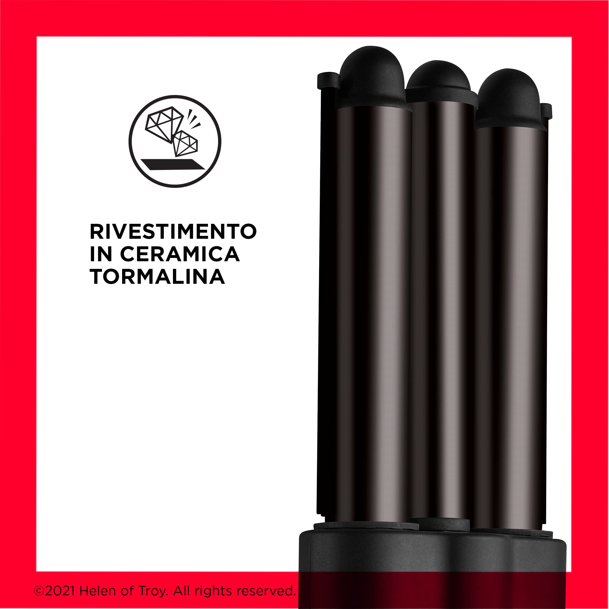 Revlon Wave Master Jumbo Waver (Design a tre ferri Jumbo, rivestimento in ceramica tormalina, 30 regolazioni di calore fino a 190 °C) RVIR3056UKE
