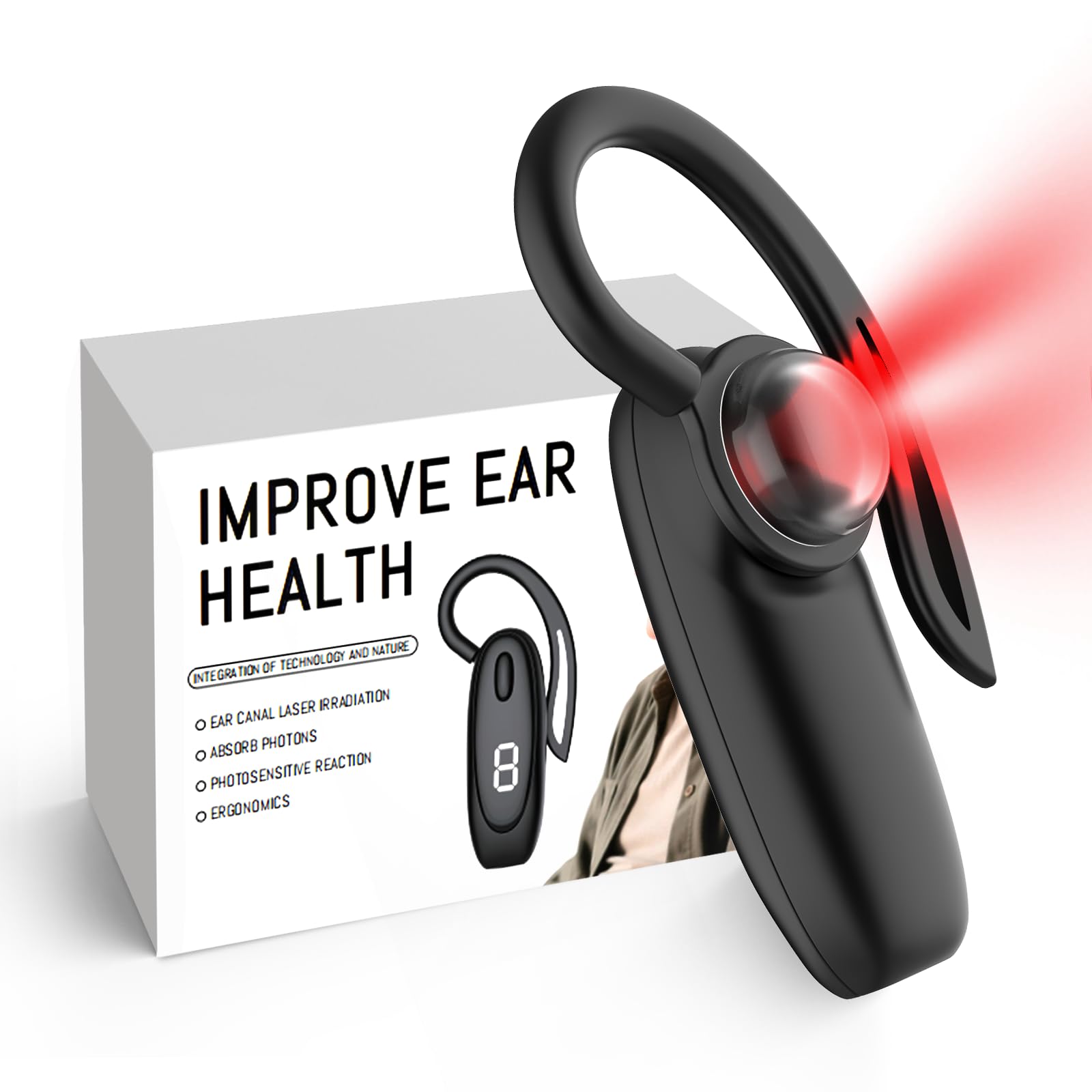 Tinnitus Infrarot Ohrstöpsel – Infrarot Kopfhörer Tinnitus mit 650 nm Wellenlänge verbessern die Mikrozirkulation, Lichttherapie Ohr unterstützt die Tinnitus-Linderung, geeignet für Ohren (Schwarz)