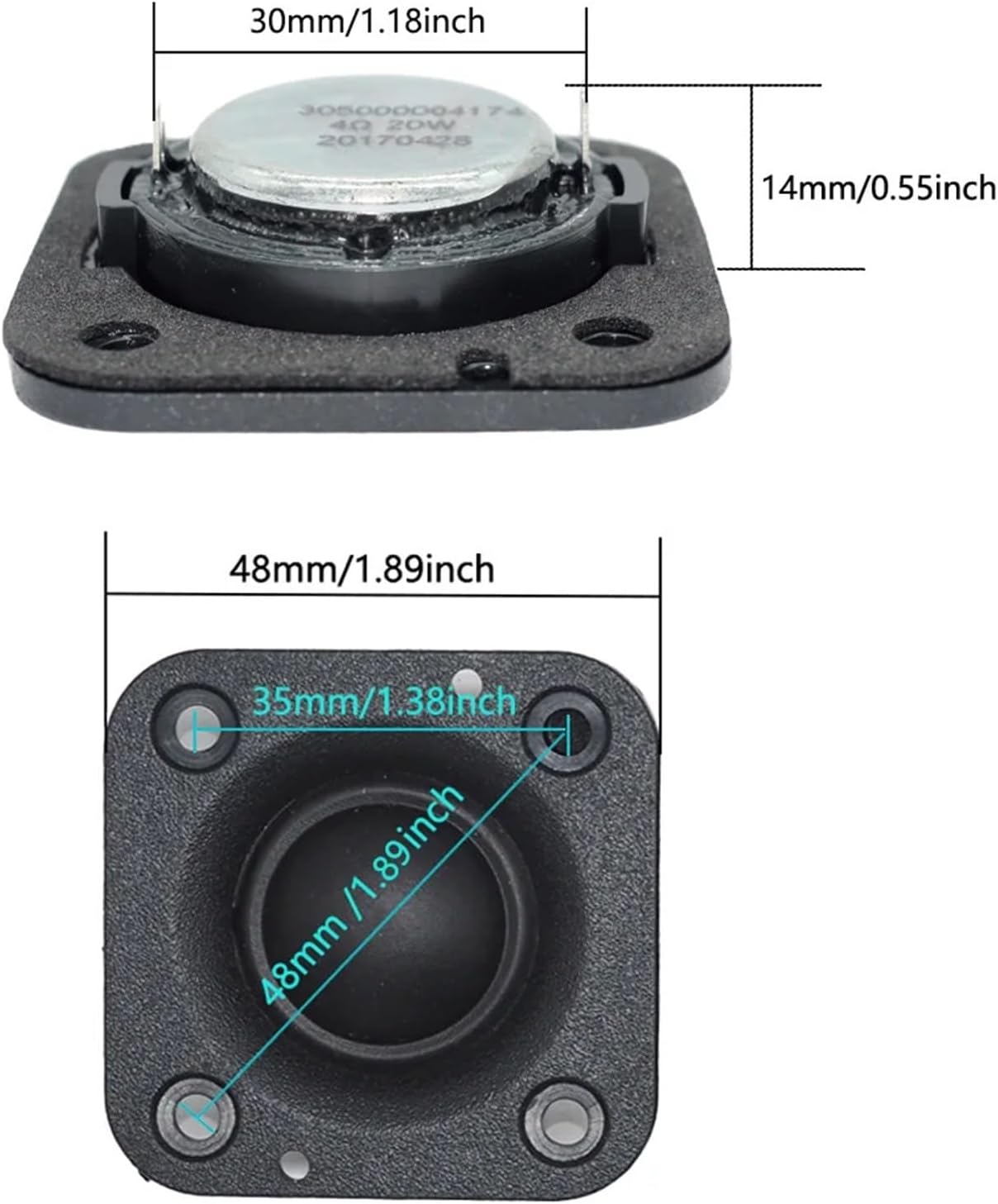 2Pcs/lot 48MM 4 Ohm 20W Tweeter Speaker Ultrathin HiFi Silk Titanium Film Treble DIY Outdoor Speaker Soundbar