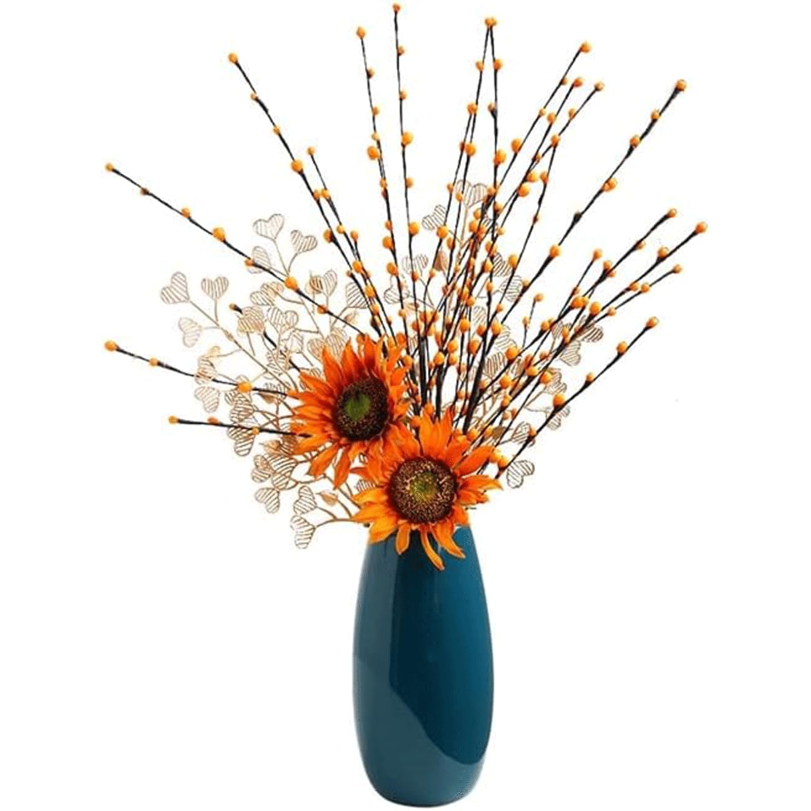 Girasole, salice Argentato Artificiale, Bonsai, Fiori Artificiali squisiti, Fiori Finti per Feste da Tavolo, Bouquet da Interni