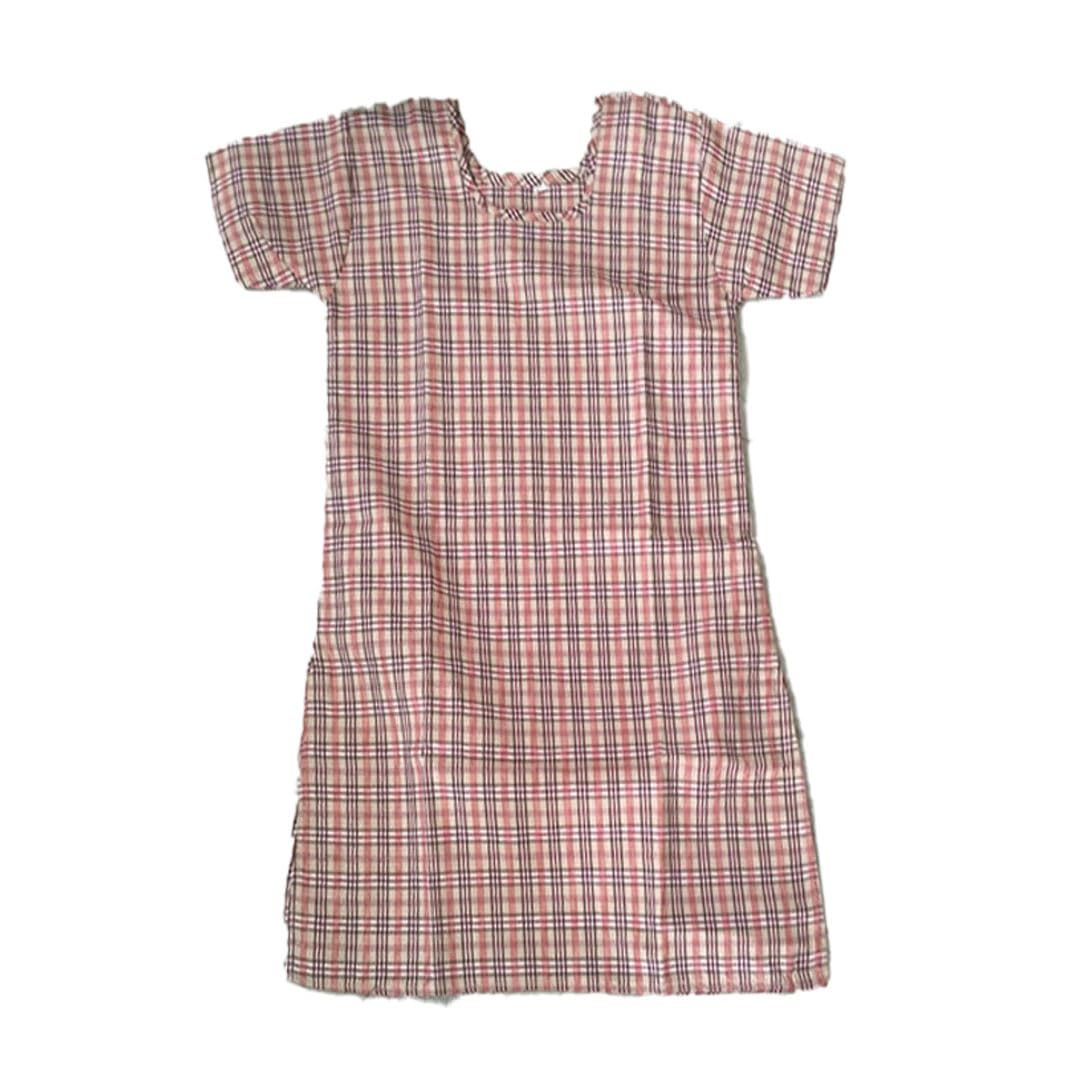 Girls School Uniform Cotton (Beige) Checkered Top | Half Sleeve Comfortable School Wear Tunic | Breathable Daily Wear Uniform Dress for Kids (Multicolor
