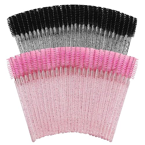 PLABBDPL 100 Cepillos Desechables Para Máscara de Pestañas, Aplicador Con Mango de Cristal Para Extensión de Pestañas y Cejas